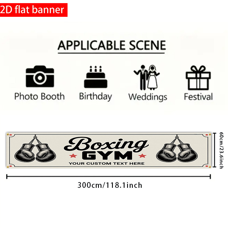 TEMU Banner da boxe personalizzabile 2D piatto, personalizza il tuo messaggio, banner per club di boxe, banner da boxe da , banner da boxe , per di