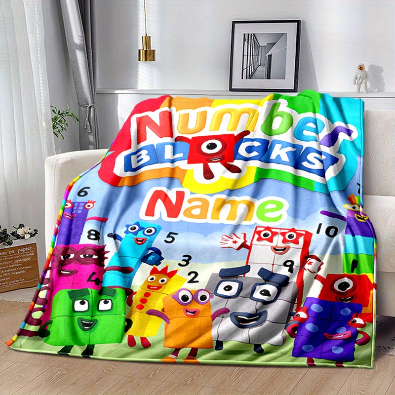 

Personalized 3d N-number-blocks Cartoon Flannel Blanket, Soft And Cozy, The Sofa, Office, Bed, Camping, Or A Lunch . A Gift Suitable For Any Season.