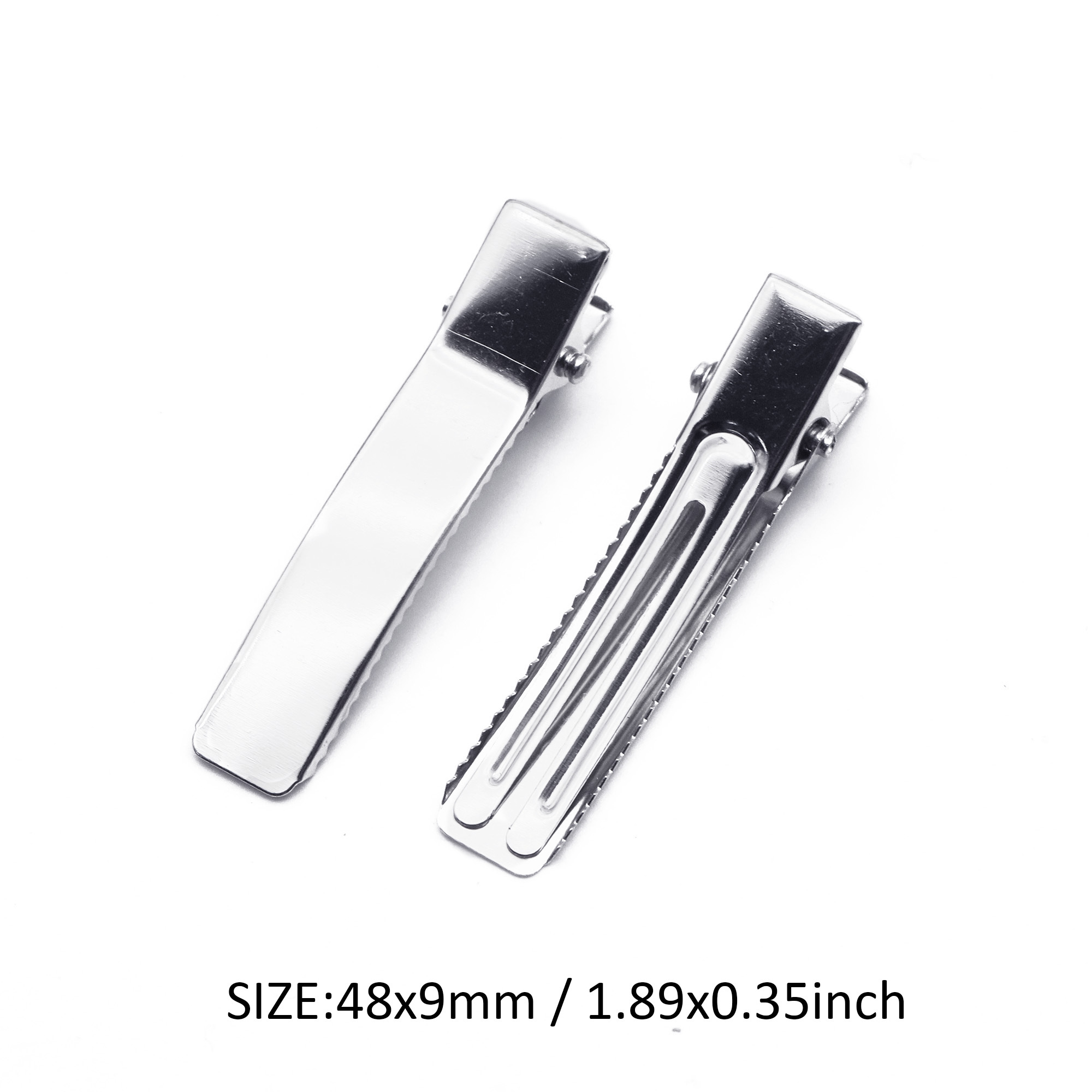 TEMU 2d Flat, 25pcs Metal Hair Clips - 4 Sizes,silvery Series,flat Duckbill,single Prong Alligator Hairpin Clip Base For Salon Making Accessories