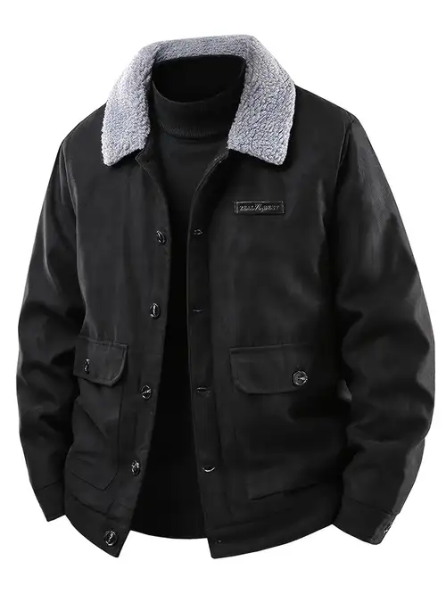 Winterjas voor heren, fleece gevoerd, windjack, reverskraag Winterjas voor heren, fleece gevoerd, windjack, reverskraag