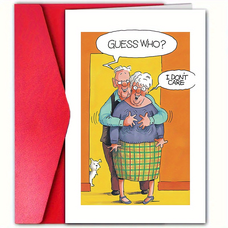  . lustige jubiläumskarte mit umschlag - ratet wer? ist mir egal witziges design für ehepartner,   oder geliebte,   für jahrestage & besondere anlässe, 12cm x 18cm, niedliche und verspielte grußkarte, geschenke zum jubiläum 0