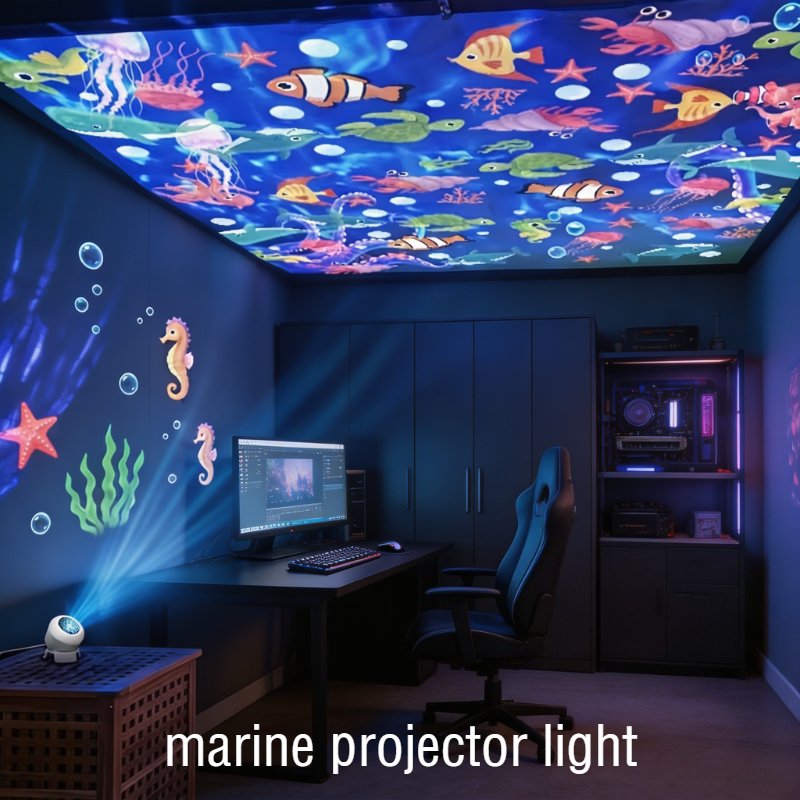 TEMU 1pc Led Starry Ocean Projection Lamp - Dynamic Projection Night Light, Usb Powered Ambient Light, Suitable For Bedroom, Gaming Room, Stage, And
