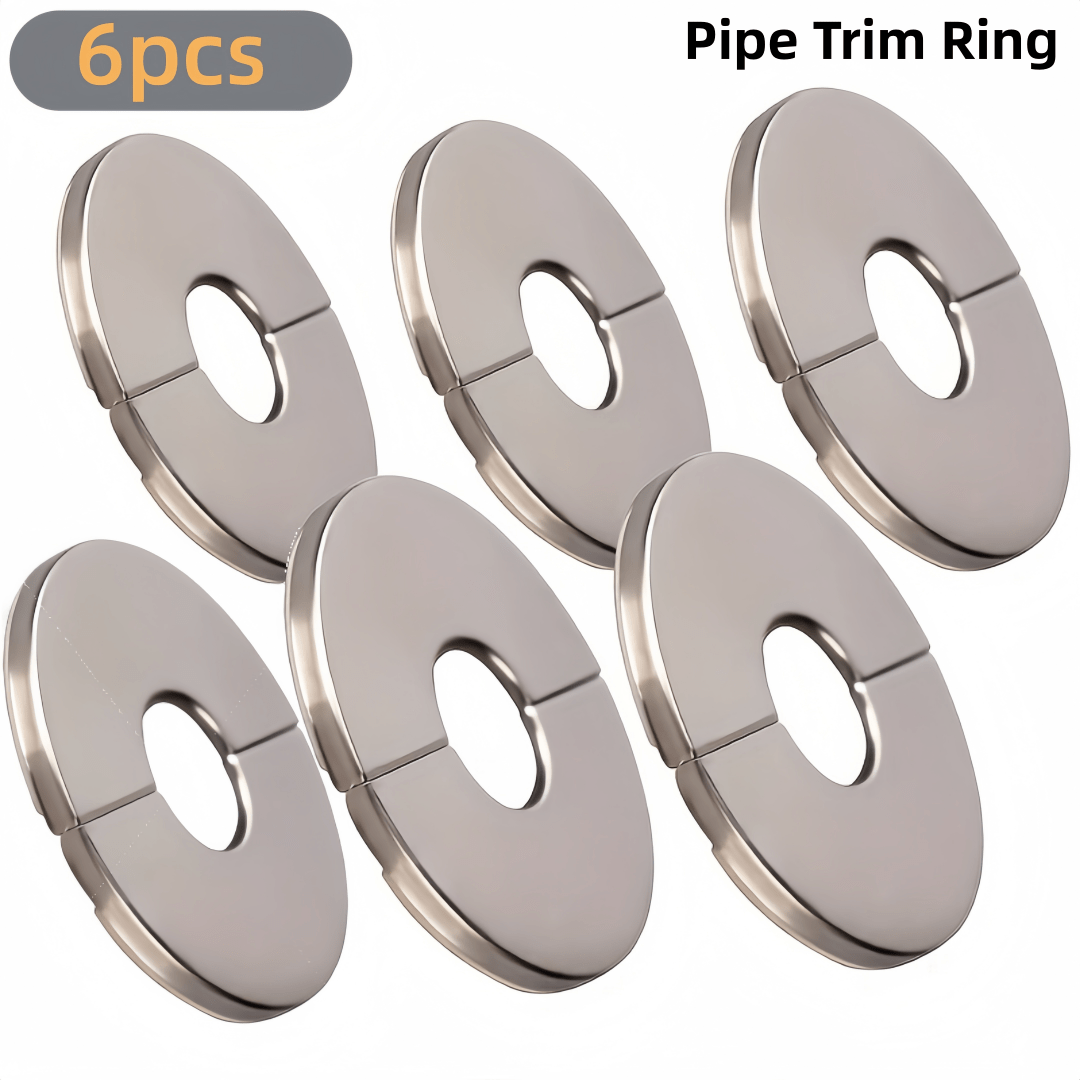 TEMU 6 Pack Steel Pipe Decorative Covers, Silver, Rustproof, Round, , Fit Holes Below 24mm, For Pipes, Radiators And Bathroom , Ideal For Pipe