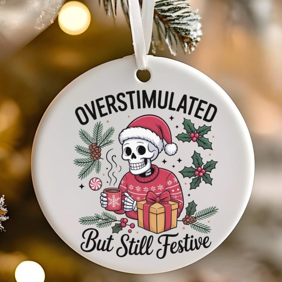 TEMU Décoration de sapin crâne mais surstimulante, ornements de Noël crâne amusants, pendentif décorations de mèmes de crâne amusants, décoration à