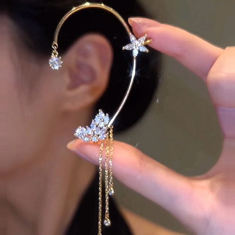 TEMU Pendientes de clip para orejas con borla de de moda para mujer, sin perforación, 1 pieza de pendientes colgantes elegantes para uso diario