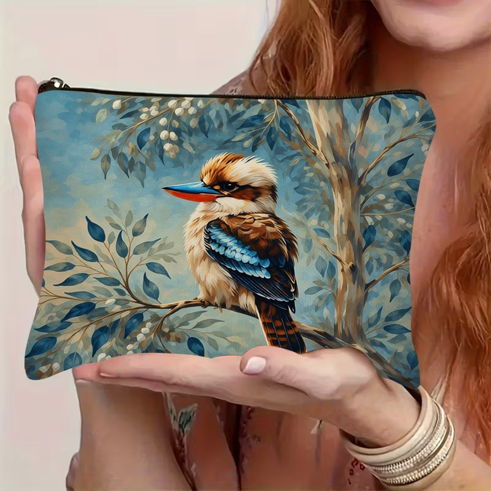 TEMU 1pc Bird Printed Washbag, Makeup Bag, Cosmetic Bag With Durable Fade-resistant Zipper, Lightweight And Foldable Storage Bag, Essential For Daily