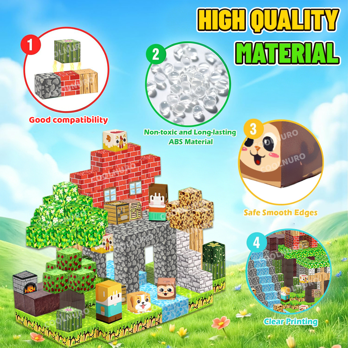 90/300/500pcs Magnetic Building Square Blocks, Open-Ended Creative Toy