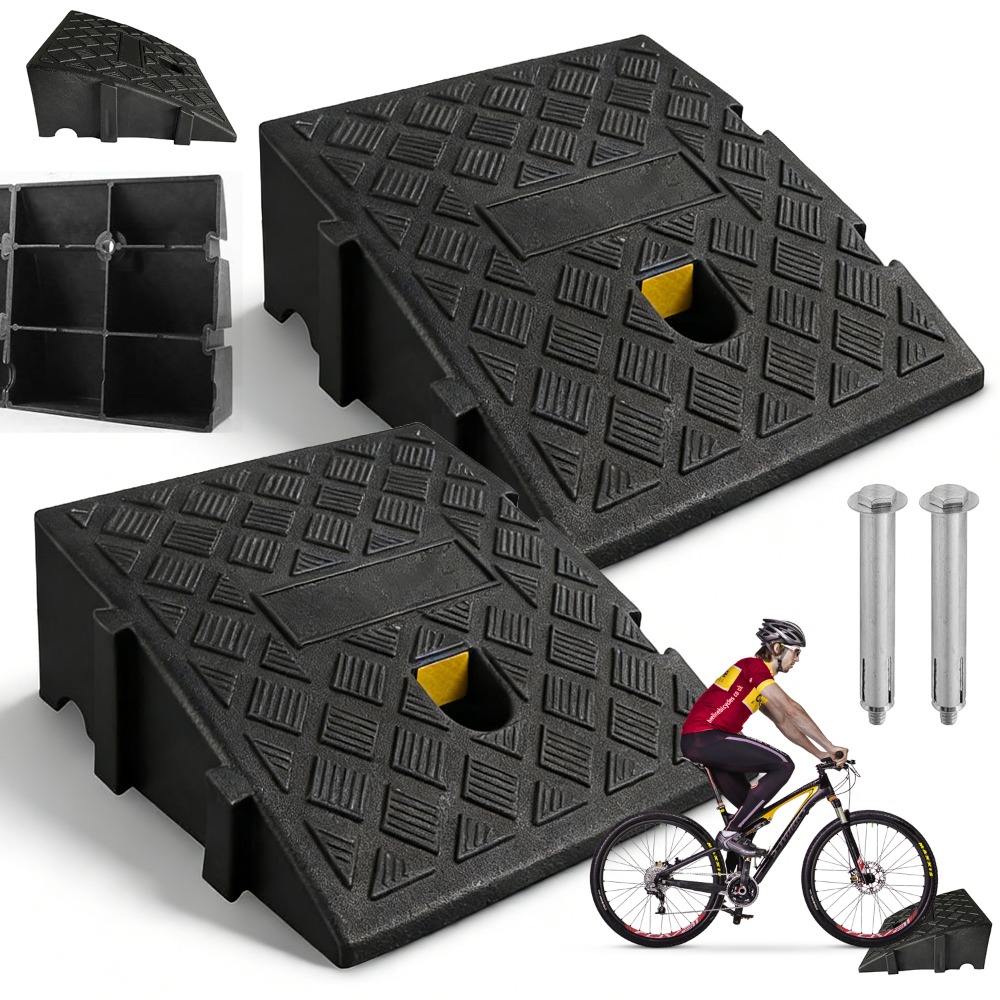 2pcs Portable Curb Ramp, With Shock Absorption Performance, Is An For Wheelchair Ramp Or Threshold Ramp.