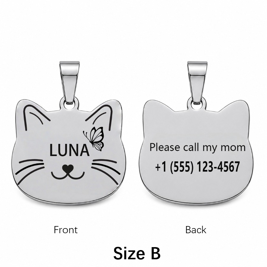 TEMU Personalized Cat Id Tag With Custom Name, Stainless Steel Cat Collar Tag, Cute Engraved Nameplate For Cats, Personalized Pet Gift For Kitten,