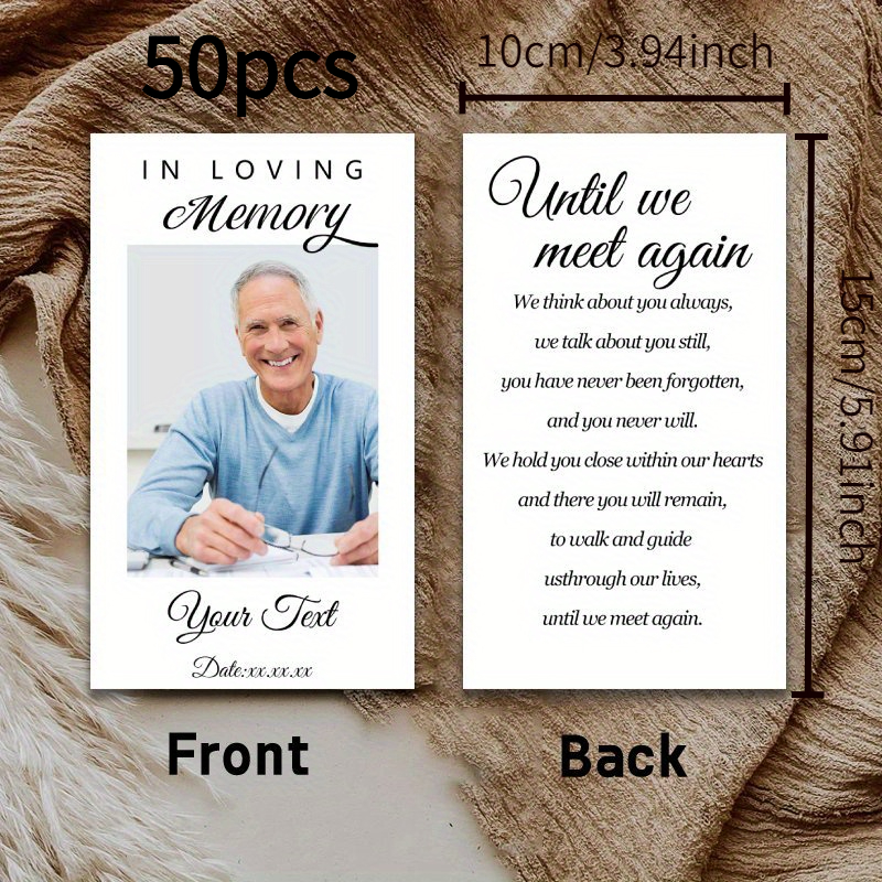 TEMU 50 biglietti di preghiera funebre personalizzati 15 x 10 cm, , preghiere personalizzate con foto, al defunto, biglietti commemorativi sentiti,