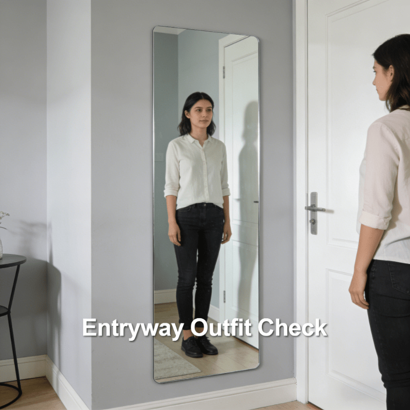 1 Roll Sticker (Non-Glass) Full-Length Mirror Effect Film Single Unit Multi-Common Sizes Optional Self-Adhesive Backing No Professional Installation Required Safe And Not Easy to Break Can Be Easily Applied to Flat Walls Or Glass Windows Suitable Fo