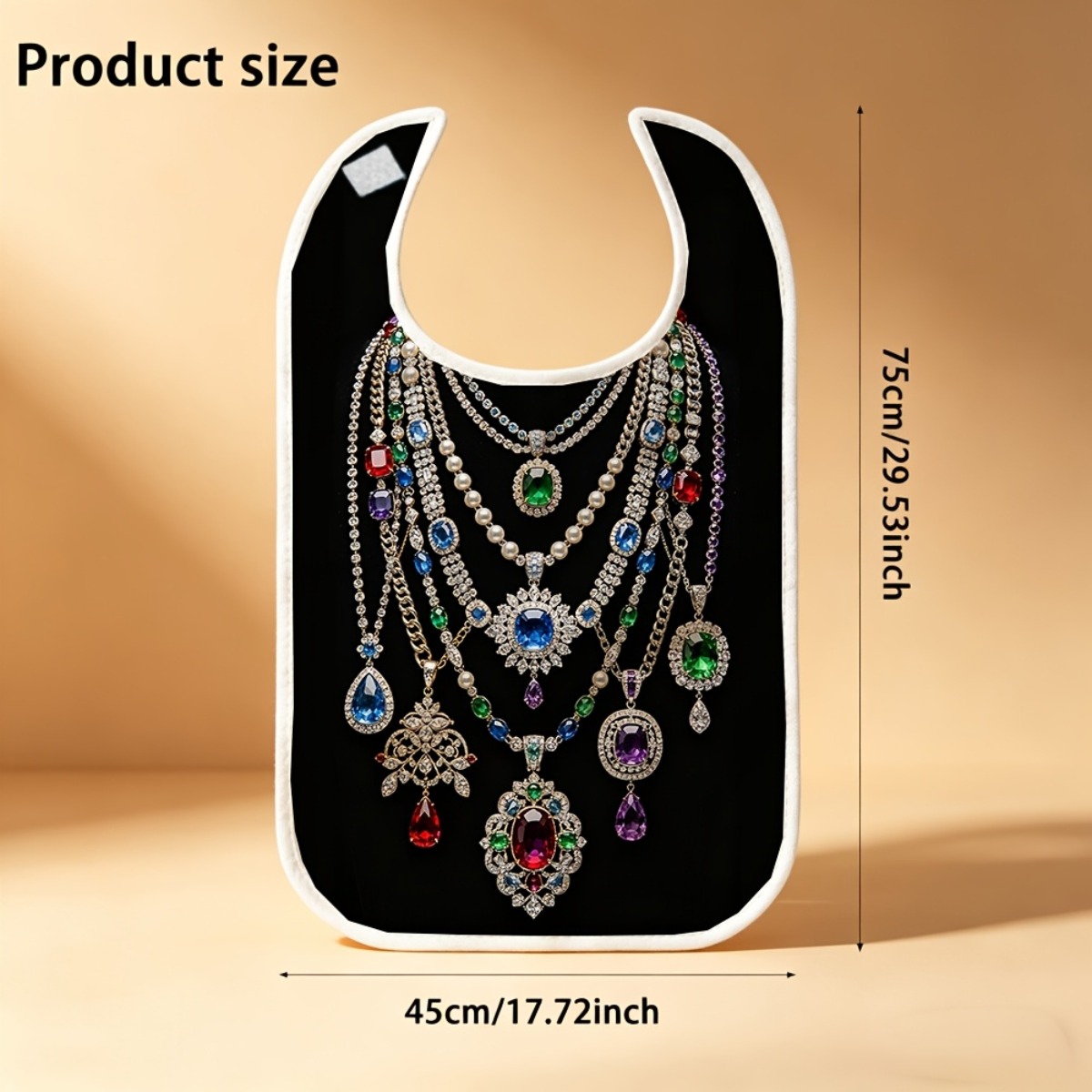 TEMU Large Adult Bib With Exquisite Jewelry Necklace Print, Reusable For Dining Time To Protect Clothes From And Stains