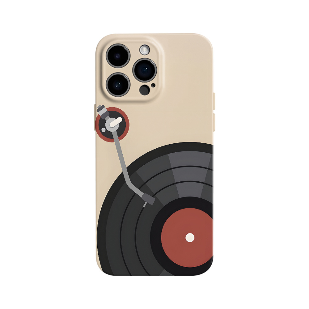 TEMU Phone Case: Vinyl Pattern Nostalgia Chic Unique Phone Case, Shockproof Hard Case, Suitable For Iphone16 15 14 13 12 11 Pro Max Pro Plus,