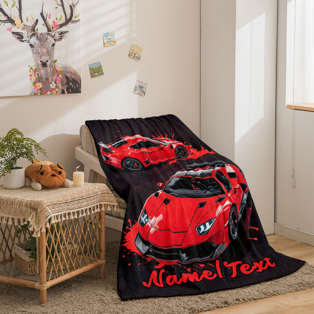 customizable   car print flannel throw blanket soft warm lightweight for couch travel camping personalized name option     use portable office chair bed details 2