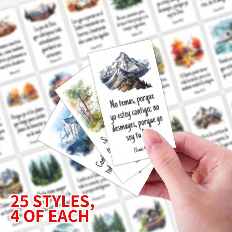 TEMU Set de 100 Tarjetas con Paisajes Españoles en Acuarela, Versículos Biblicos y Poemas - Ideal para Oraciones y como Regalos para Queridos en