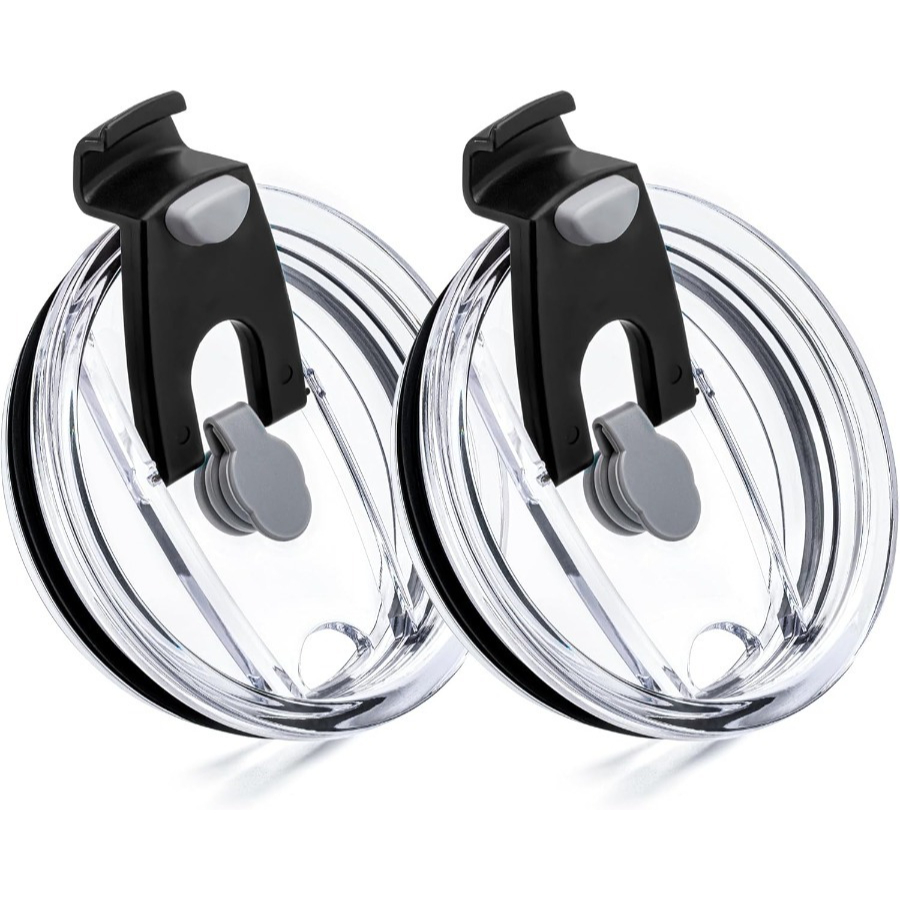 2pcs, Replaceable Lids, Affordable Set Of Two, Black Straw Lids, Designed For 20oz Glasses And Tumblers, With Spill-proof And Design