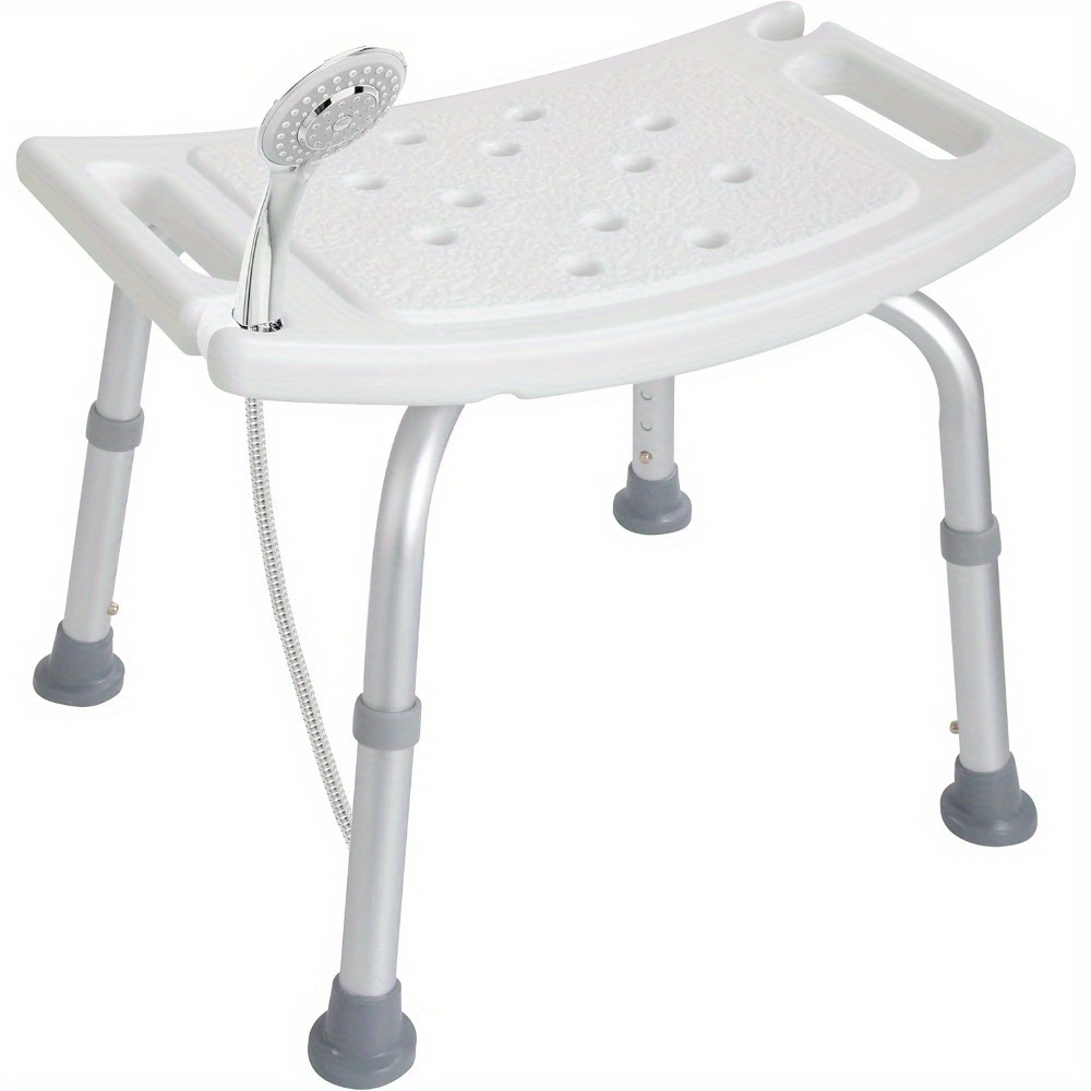 Image of Heavy-duty Height-adjustable Shower Stool - Non-slip Spa Bench With 4 Sturdy Aluminum Legs, For Salon, Home, Bathroom - Ideal Gift For & Clients, Contemporary Aesthetics, Nonslip Surface