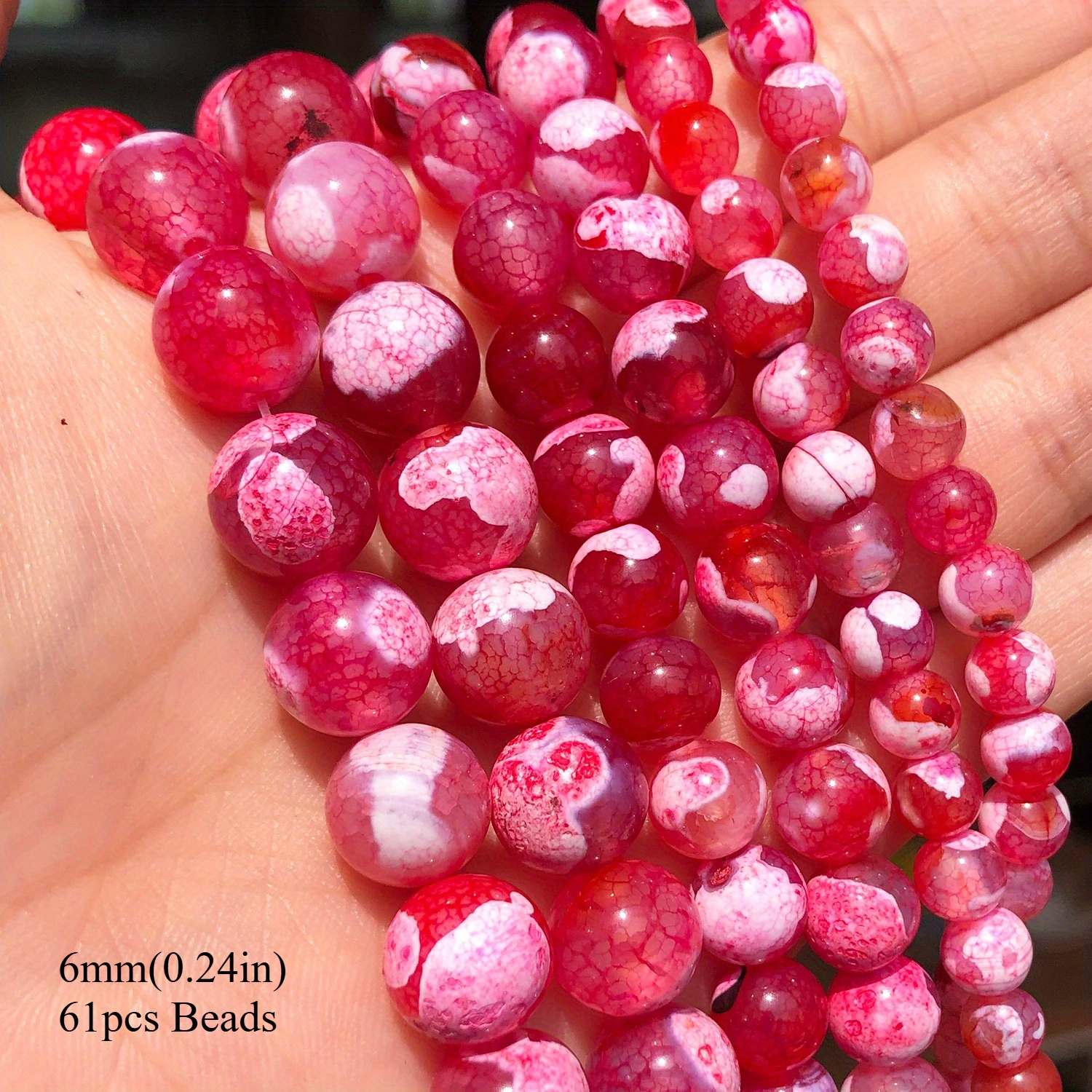 E-shop 6/8/10mm Natürliche Rote Weiße Feuerachat Einzigartige Prächtige Lose Zwischenperlen für Schmuckherstellung DIY Elegante Armbänder Halsketten