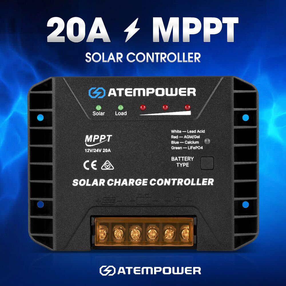TEMU 20a Mppt Solar Charge Controller Regulator Compatible With Lithium For 12v/24v Systems, Without Battery