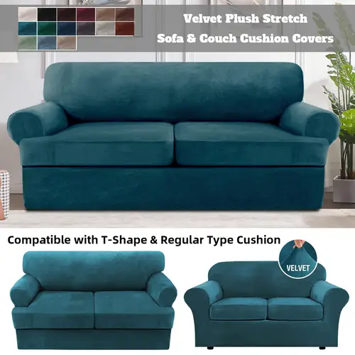 sofa cover and cushion cover set and regular type cushion for armchair loveseat couch slipcovers thick stretch velvet furniture protector