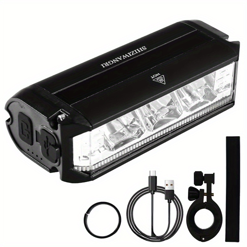 SHIZIWANGRI 2000MAH 1800LM Oplaadbare MTB Fietslampen, Fietslamp Zaklamp met 3 Leds, Aluminiumlegering Buitenfiets Accessoires