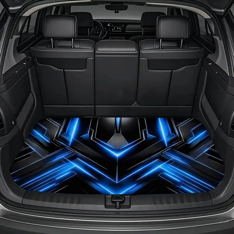 TEMU 10 Colors -color Geometric Pattern 1pc Neon Futuristic Car Trunk Mat, , Suitable For Sedans And Suvs, Durable, Easy To Clean, , Keep Car Clean,