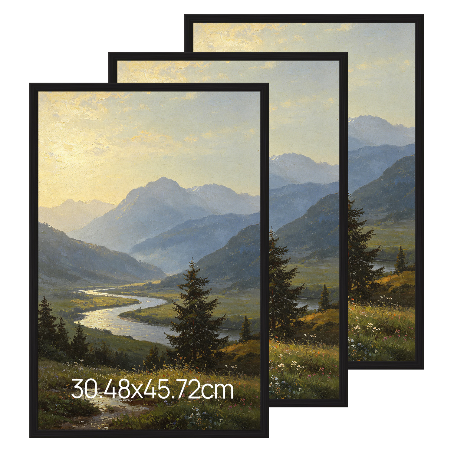 3-pack 12x18 Inch Picture Frames, Black 12x18 Poster Photo Frames | Strips Frame For Posters, Photo Gallery, Certificates, Horizontal Or Vertical Wall Mounting