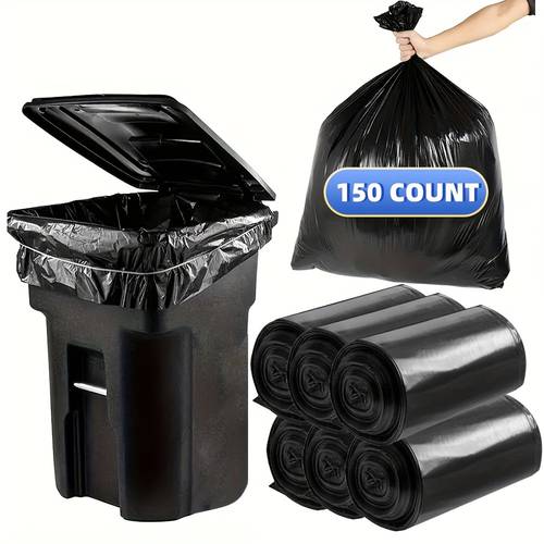 65 gallon heavy duty trash bags tear resistant 25 count 1 roll 50 count 2 rolls 100 count 4 rolls 150 count 6 rolls leaf bags for yard waste storage waste disposal outdoor camping trash collection