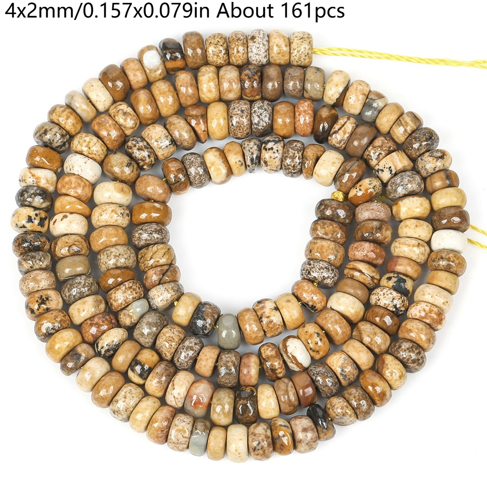 TEMU Asvrai U 4x2mm Picture Jasper Rondelle Bead Assortment, 161pcs Loose Spacer Stones For Jewelry Making, Necklace Decorative Material, Beads For