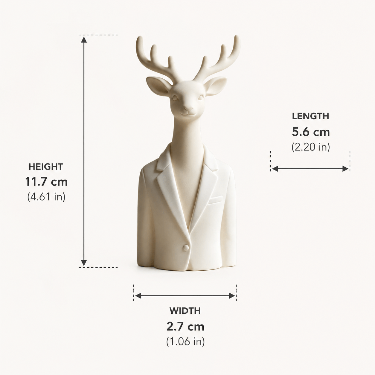 Image of Dressed Deer Bust Decor Statue, White/black, Entryway Tabletop Sculpture, Elegant Decorative Accent For Living Room, Hallway And Bedroom, Sophisticated Ornament