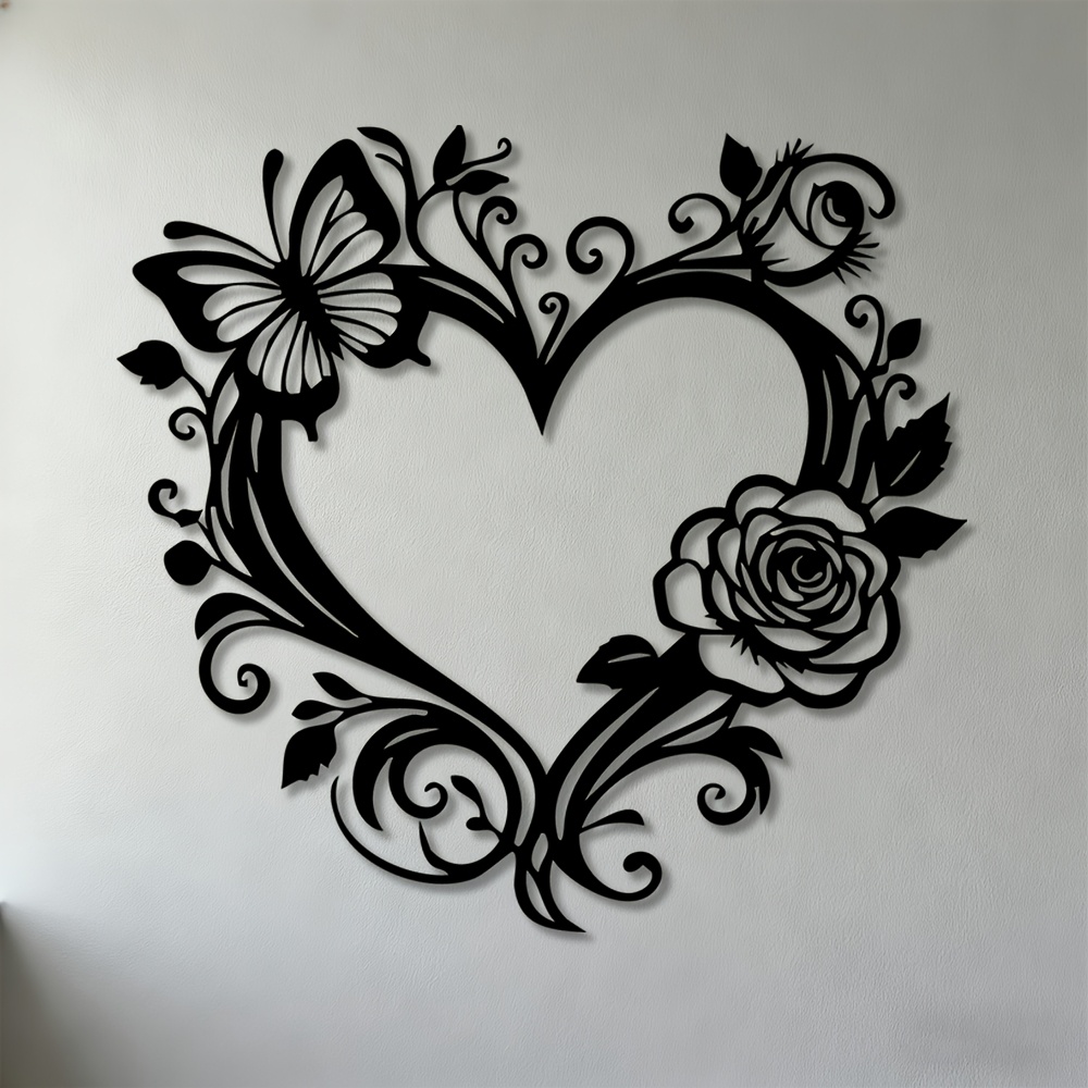 TEMU 2d Flat, Not 3d. 1pc Of 2d Flat Acrylic With A Heart-shaped And Rose Decoration, Decorating Your Living Room, Bedroom, Or Office, 2d Flat