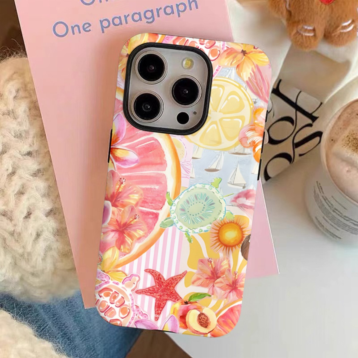 TEMU Phone Case: Coastal Summer Watercolor -one Tough Phone Case, Glossy Or , Dual Layered Hard Case For Superior Protection, Durable, Drop-proof,