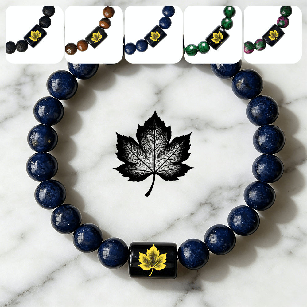 Women's Maple Leaf Beaded Bracelet, Boho Style