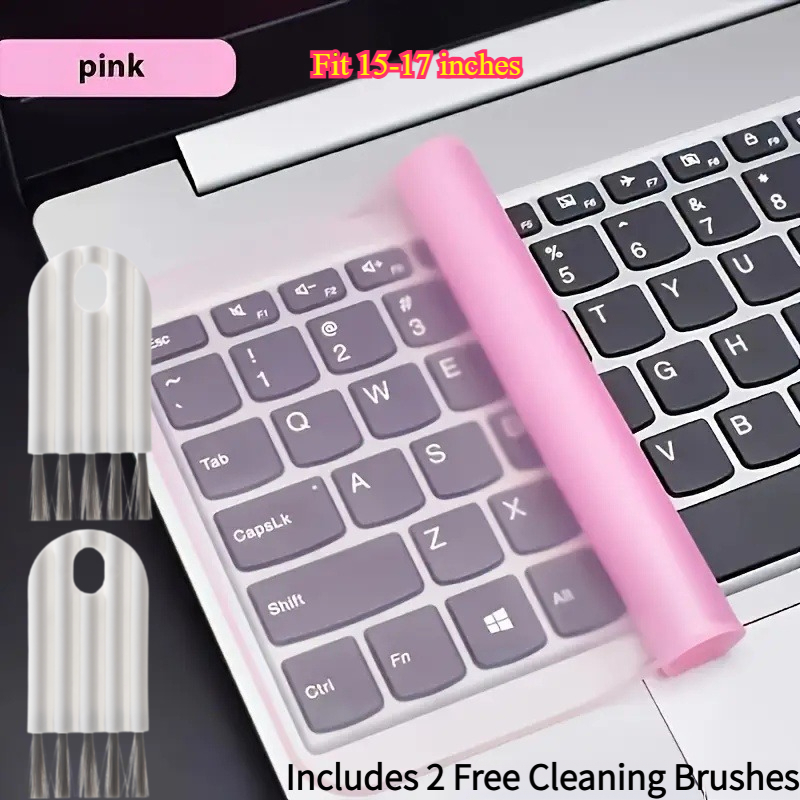 TEMU 3pcs Set Of Ultra-thin Keyboard Protector Film And Keyboard Cleaning Brush, Effectively Protecting Keyboard, Suitable For 15 To 17.0-inch