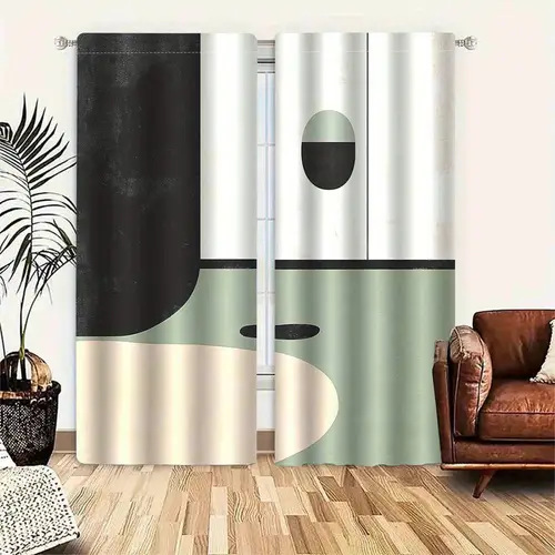 2pcs of lines and colors in abstract pattern curtain printed blackout curtains rod 100 polyester brushed fabric fade resistant for bedroom living room office neutral machine