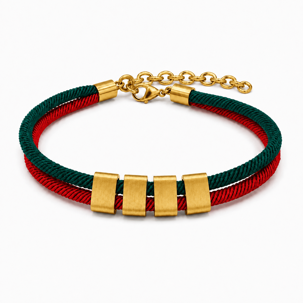 Personalized Engraved Name Bead Bracelet with Double Cord