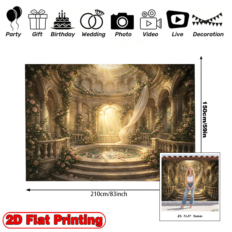 Golden Column Palace Hall Decor Theme Backdrop