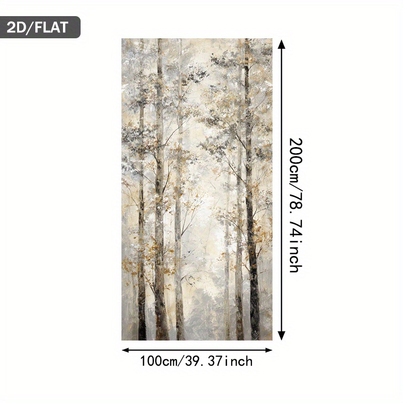 TEMU 1pc Modern Abstract Misty Pine Trees Landscape Wall Art - - Narrow Canvas Painting Suitable For Living Room &, Neutral Color Palette,