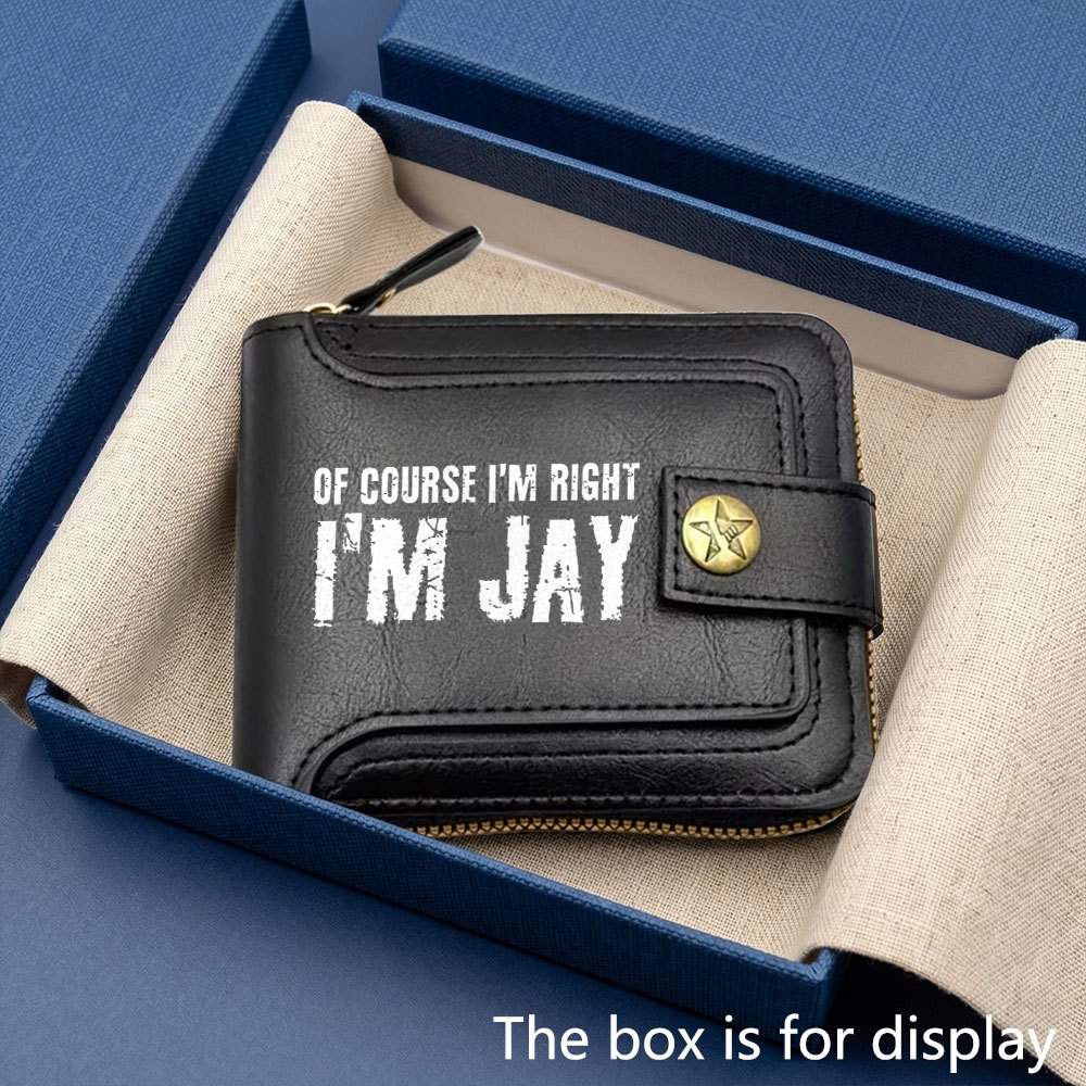 TEMU Classic Business " I'm Right I'" Fashion Men's Wallet, Multiple Colors , Zipper Closure, Large Capacity, Multiple Card Slots, Coin Pocket,
