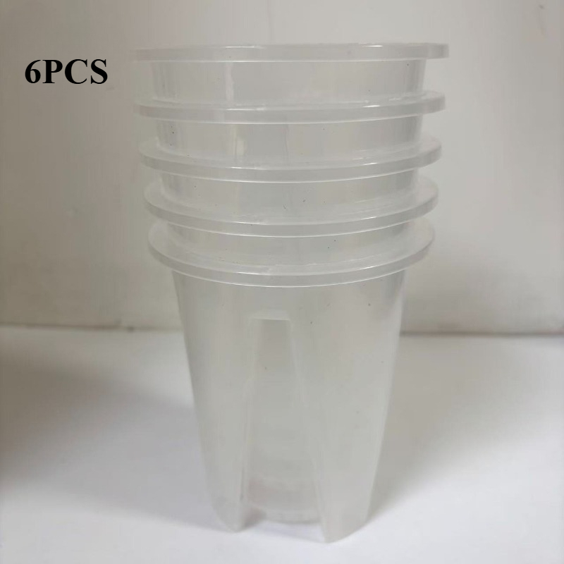 TEMU Juego de 6 macetas caladas, macetas Qingshan transparentes engrosadas con control de , macetas hidropónicas especializadas para orquídeas y