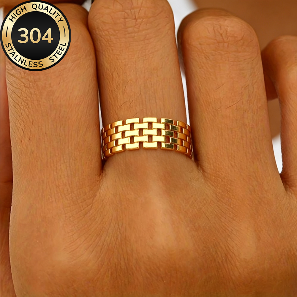 TEMU High-quality Hypoallergenic Stainless Steel Open-ring, Tarnish-resistant, Simple And Elegant, A Fashionable Women's Ring Suitable For Daily Wear