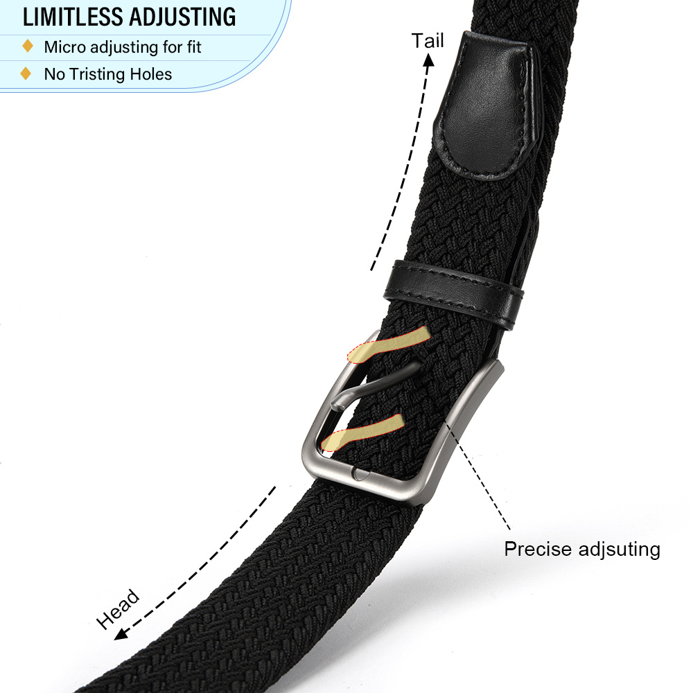 Men's 3pcs Braided Stretch Belts with Elastic Woven Design