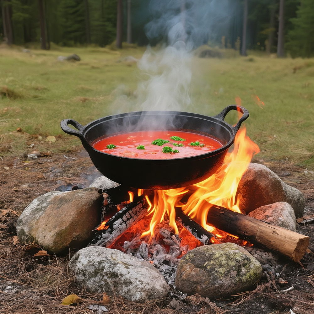 TEMU Cast Iron Pot, Thickened Cast Iron , Double-ear Stew Pot, Universal Iron Pot Household Wok, Multi-functional Cast Iron Flat-bottomed Frying Pan