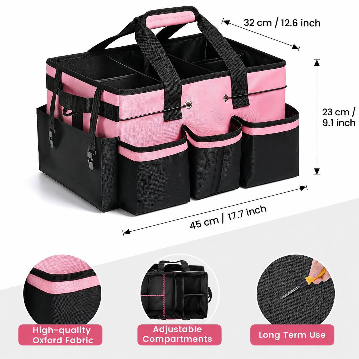 TEMU 1pc Durable Large Capacity Cleaning Tool Storage Bag, Capacity 30 , Multi-compartment Portable Handheld Design With Reinforced Handles And