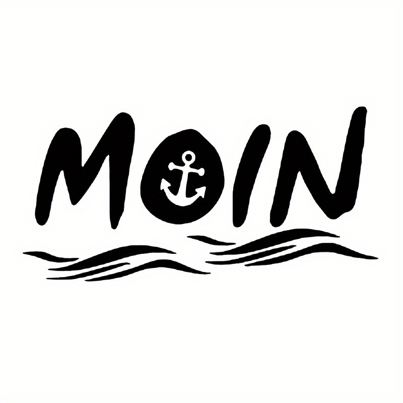 1pc Vinyl Ocean-themed Sticker Featuring 'moin' With An Anchor Design, Strong Adhesive Suitable For Cars, Laptops, And Wall Decoration