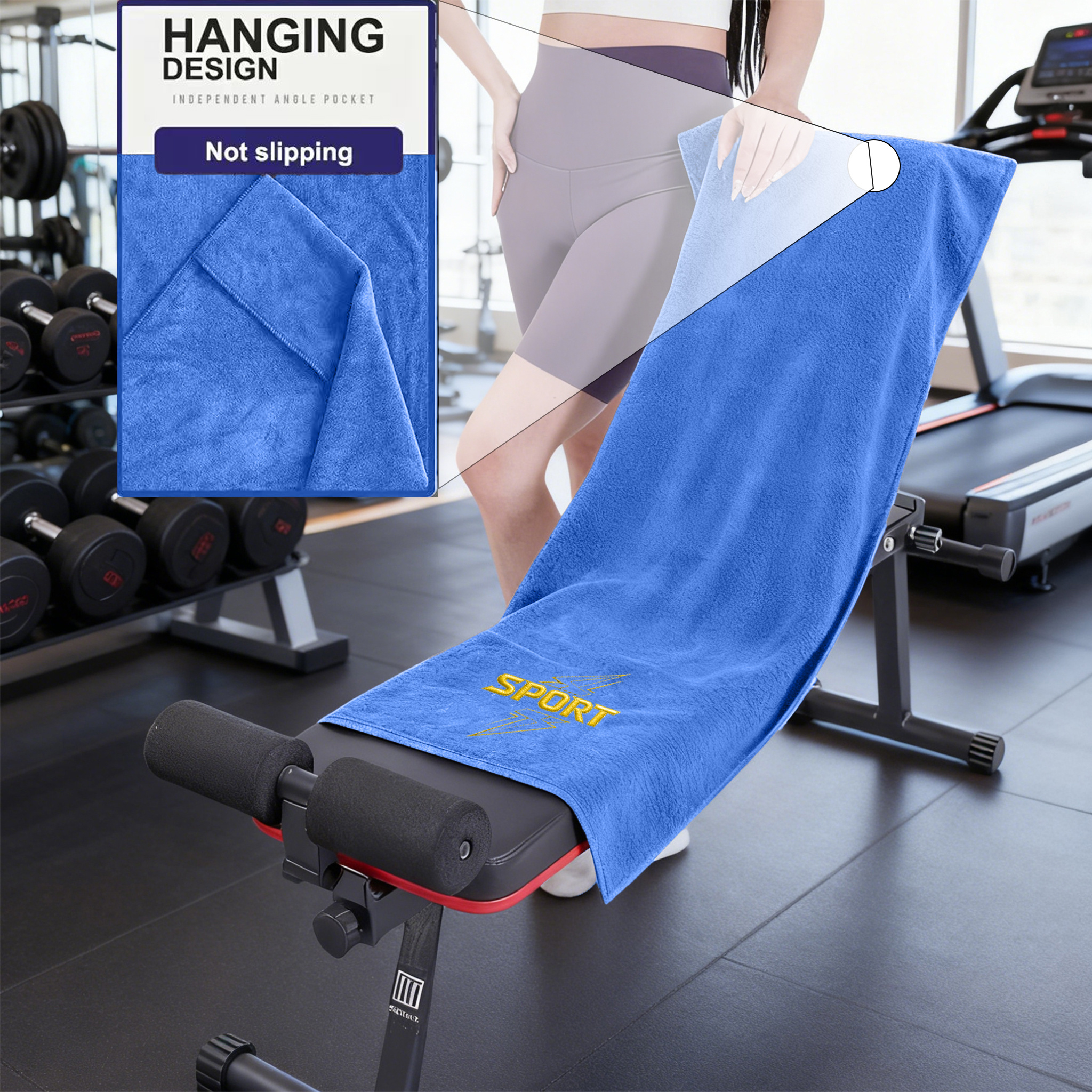 TEMU Serviette de sport en microfibre à séchage rapide et absorbante pour camping, randonnée, salle de sport, yoga, voyage, légère et compacte