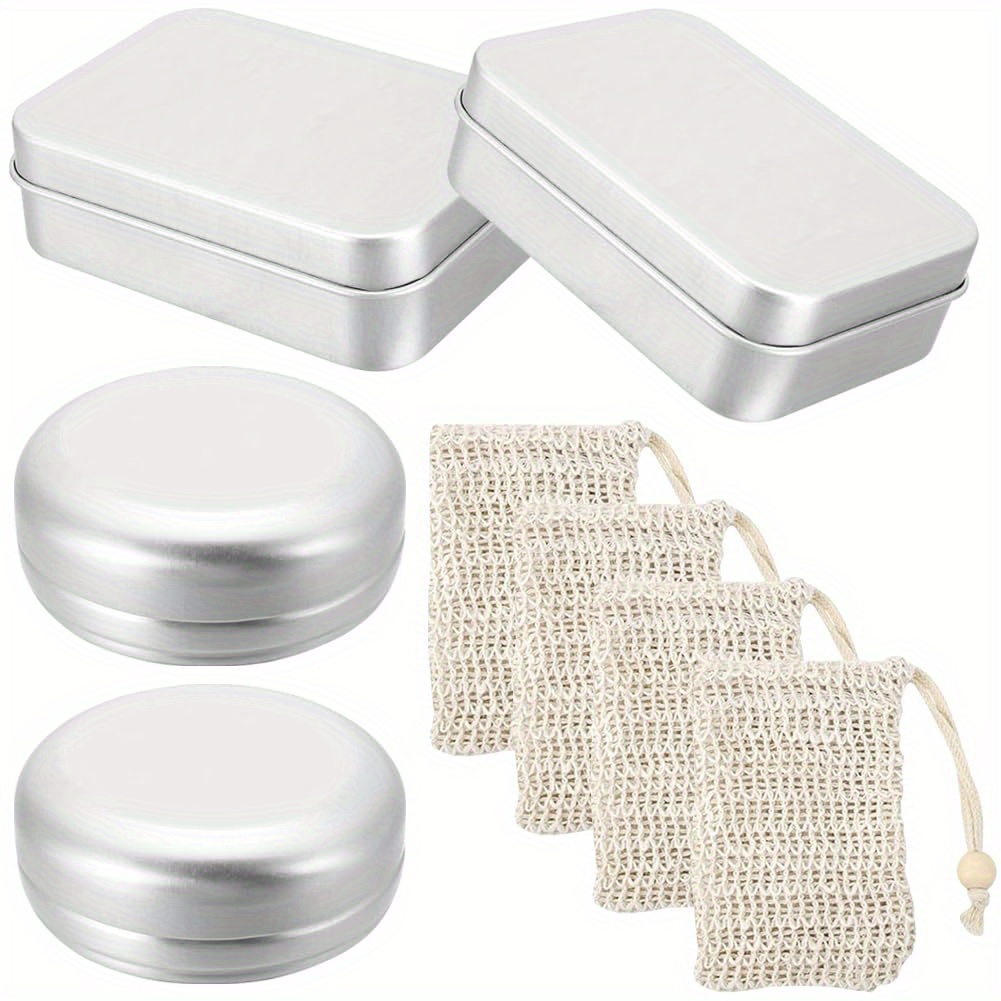 Image of 8pcs Bathroom Additions, With Removable Soap Dish And Drip Tray, With Soap Bags, Soap Dish With Drip Tray, Small Soap Dish, Rust-proof Design, Suitable For Home And Travel Use
