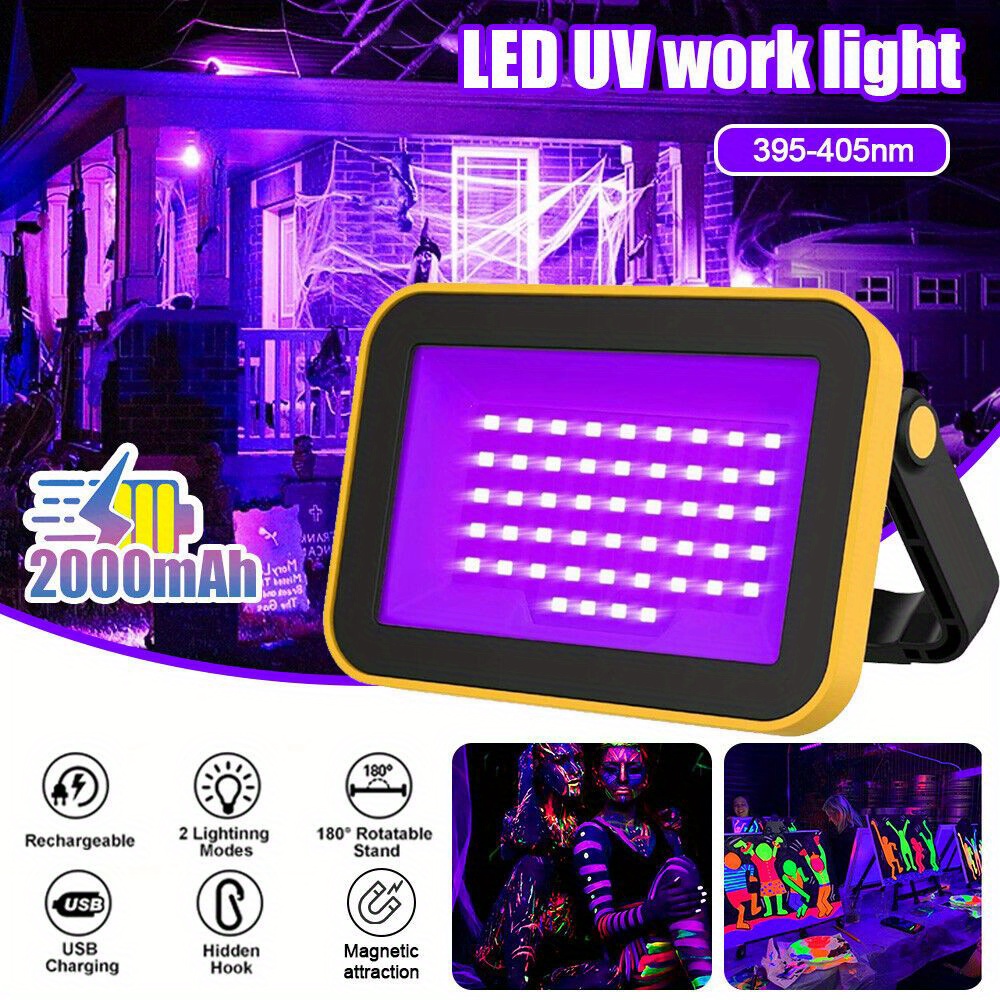 TEMU 40w Usb Uv Led Black Light Floodlight Christmas Party Dj Dance Glow Light, Room Decoration, Christmas, Halloween
