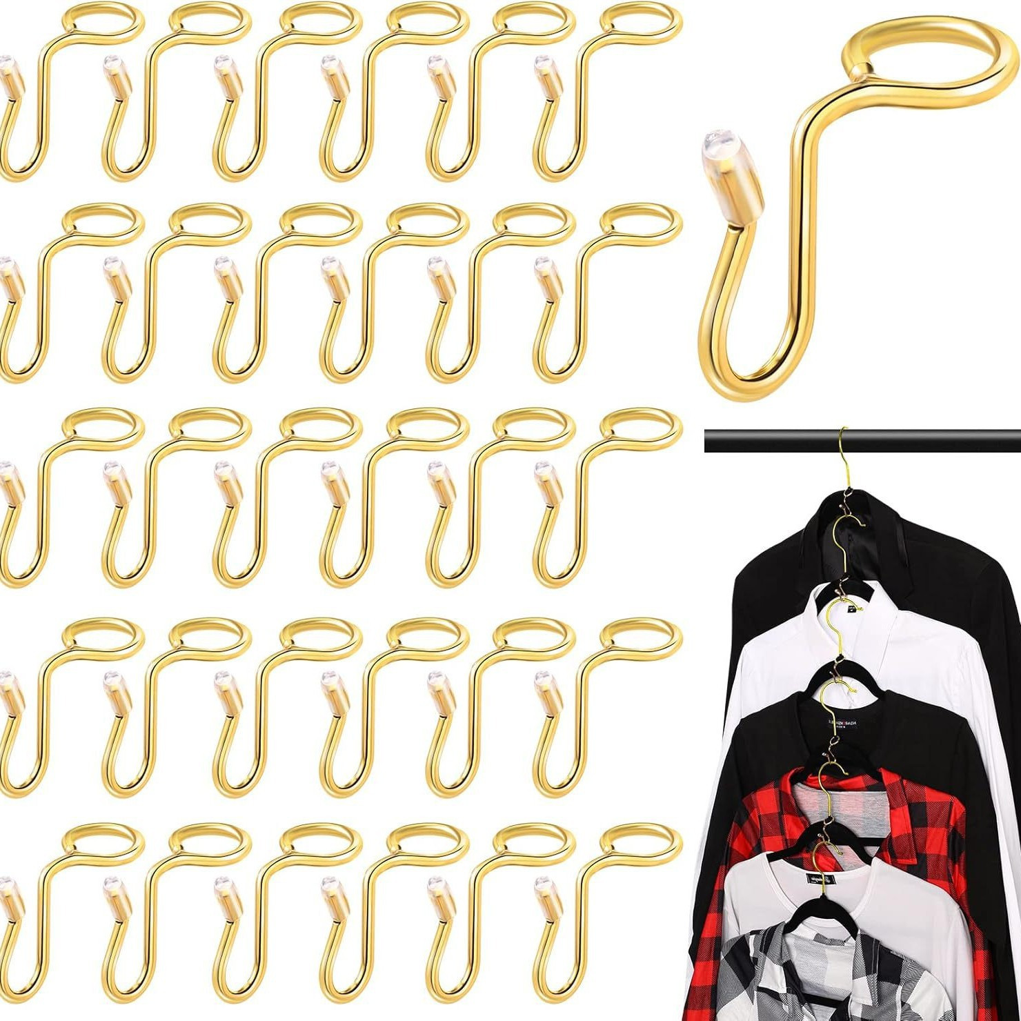 

30pcs Metal Hangers, Connection Hooks, Stable Metal Clothing Hangers, Extension Clips, Storage Bags, Strong Mini Stacked Hooks