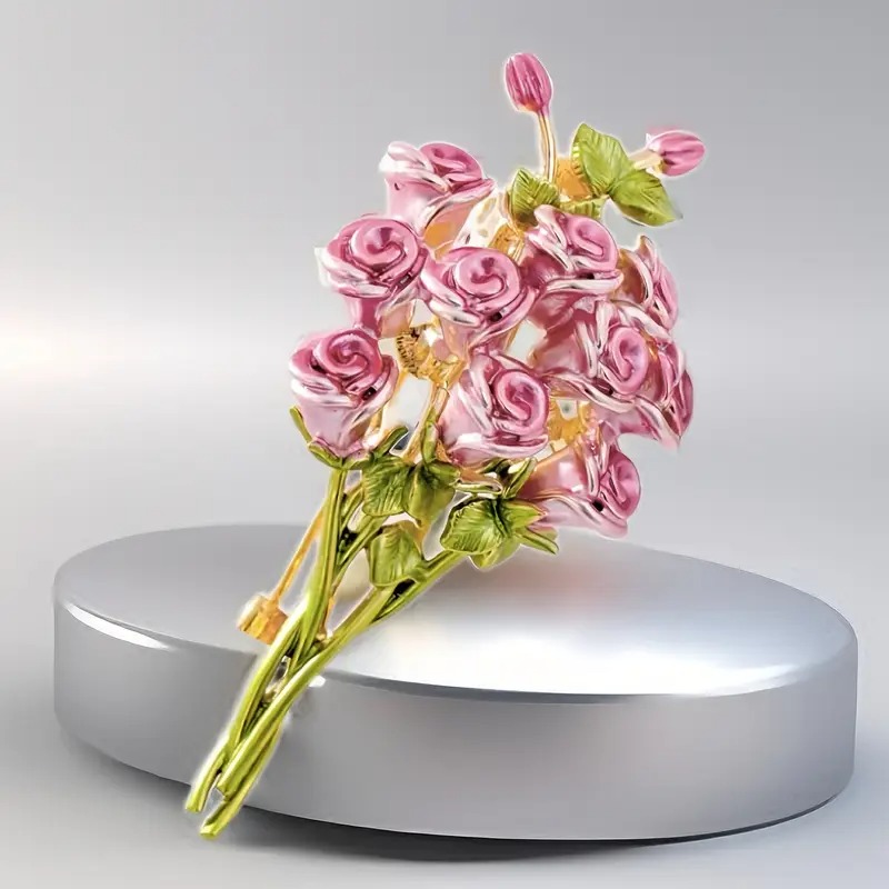 literary and artistic   rose bouquet brooch high end womens enamel exquisite all match corsage suit pin accessories trendy   birthday gifts